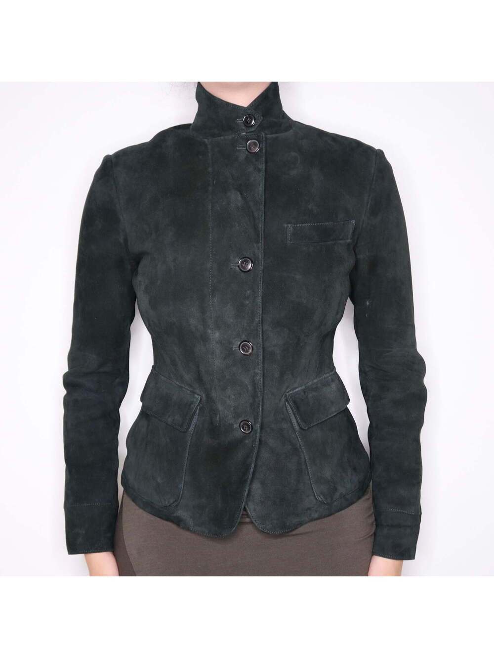 Y2K LORO PIANA Black Suede Goat Skin Jacket (S)